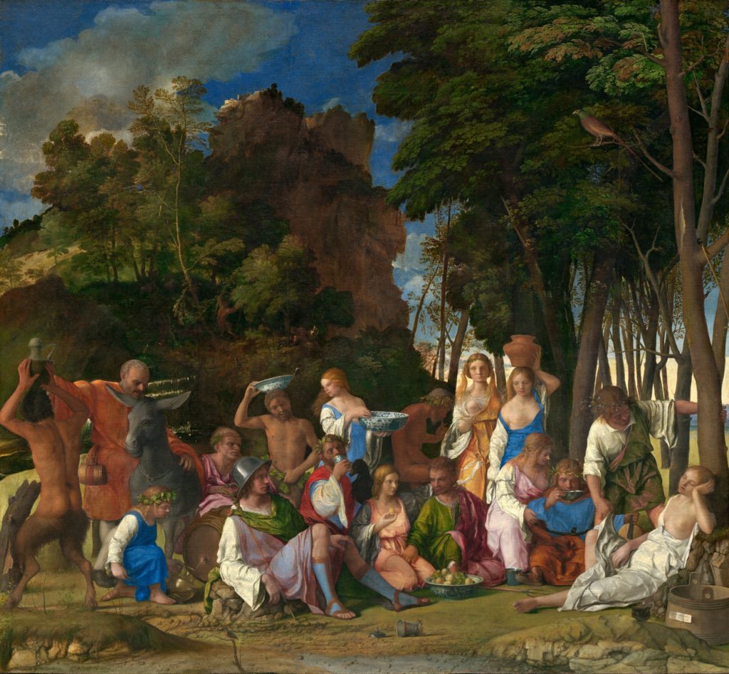 Giavanni Belinni The Feast of the Gods, c. 1514 completed by his disciple, Titian, 1529; oil on canvas; National Gallery of Art, Washington[