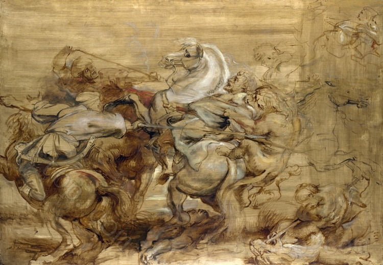 Full title: A Lion Hunt Artist: Peter Paul Rubens Date made: about 1614-15 Source: http://www.nationalgalleryimages.co.uk/ Contact: picture.library@nationalgallery.co.uk Copyright (C) The National Gallery, London