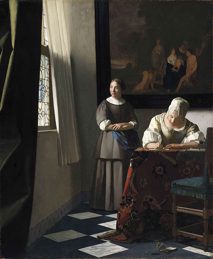 interiores-Johannes-Vermeer-dama-que-escribe-carta-y-su-sirvienta