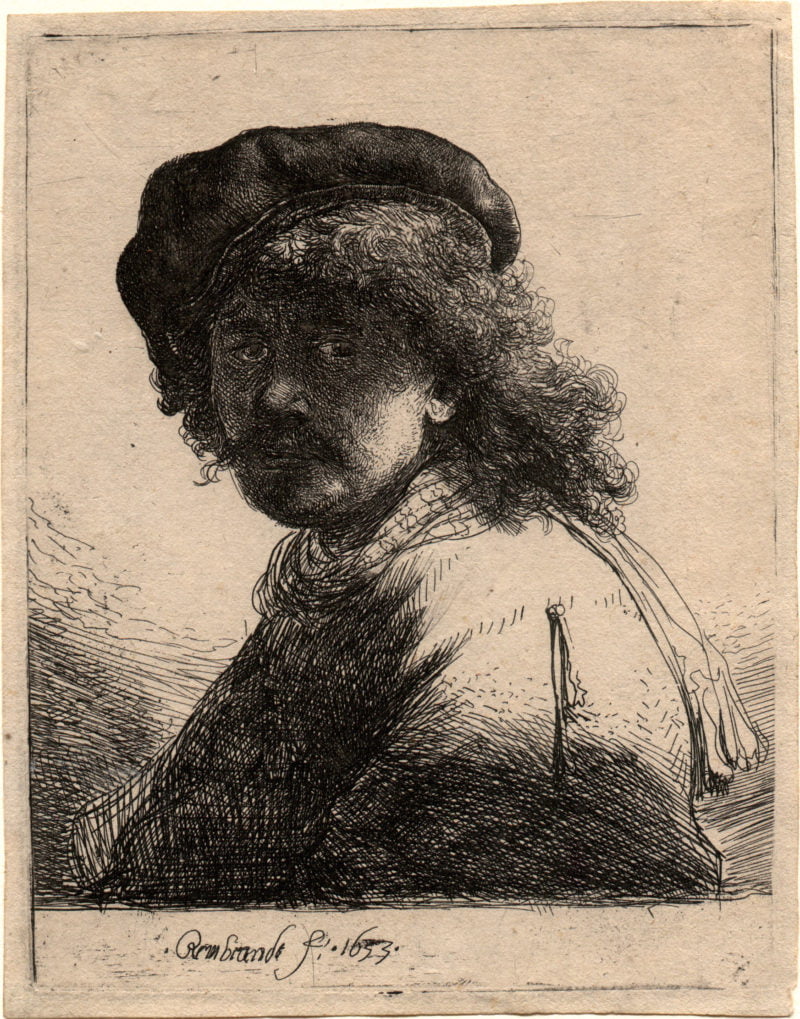 Rembrandt Ils 1912 Self Portrait Self Portrait in a Cap and Scarf with the Face Dark 1633. Artist