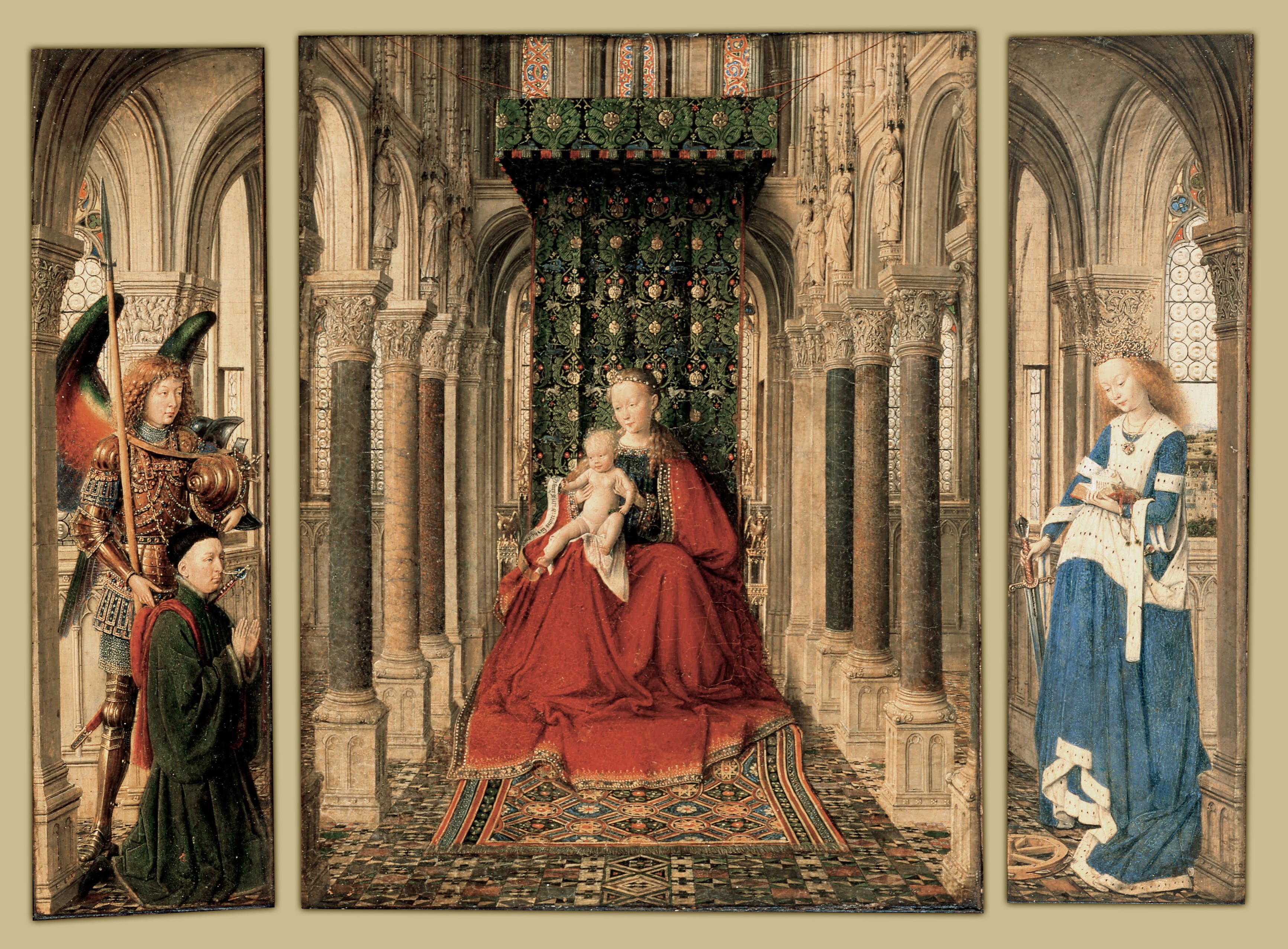 jan van eyck triptych of mary and child st michael and the catherine google art project