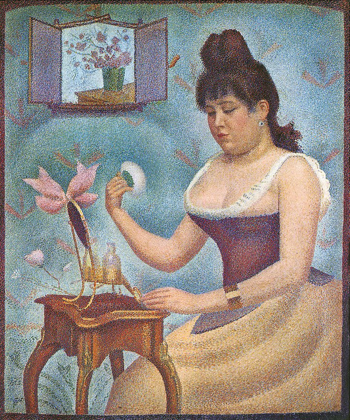 young woman powdering herself georges seurat