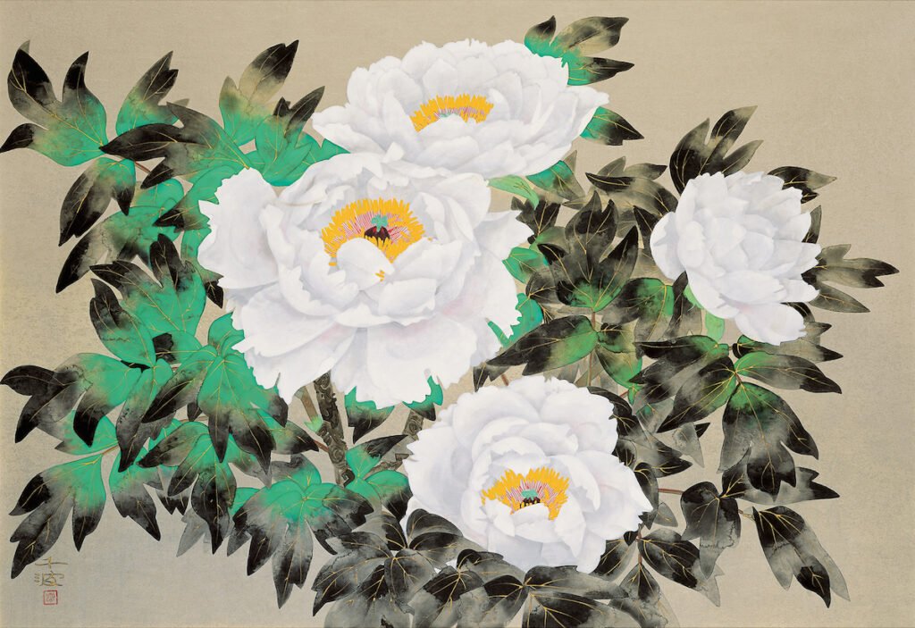 chinami nakajima white lily flowersm nihonga