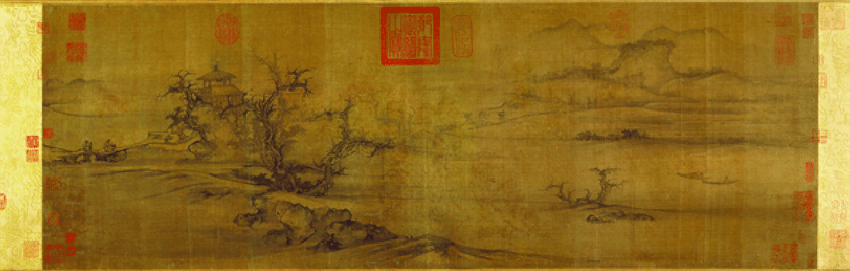 guo xi old trees level distance ca 1080 handscroll ink and colour on silk 356