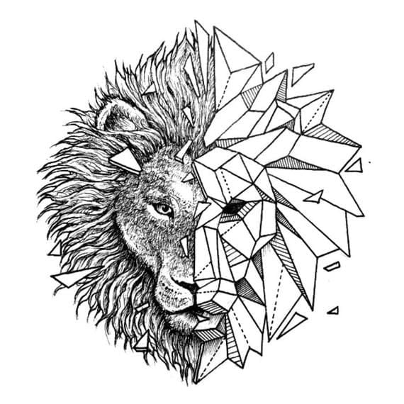 geometric lion drawing image